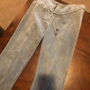Arden B Light Blue Suede Flare Pants
